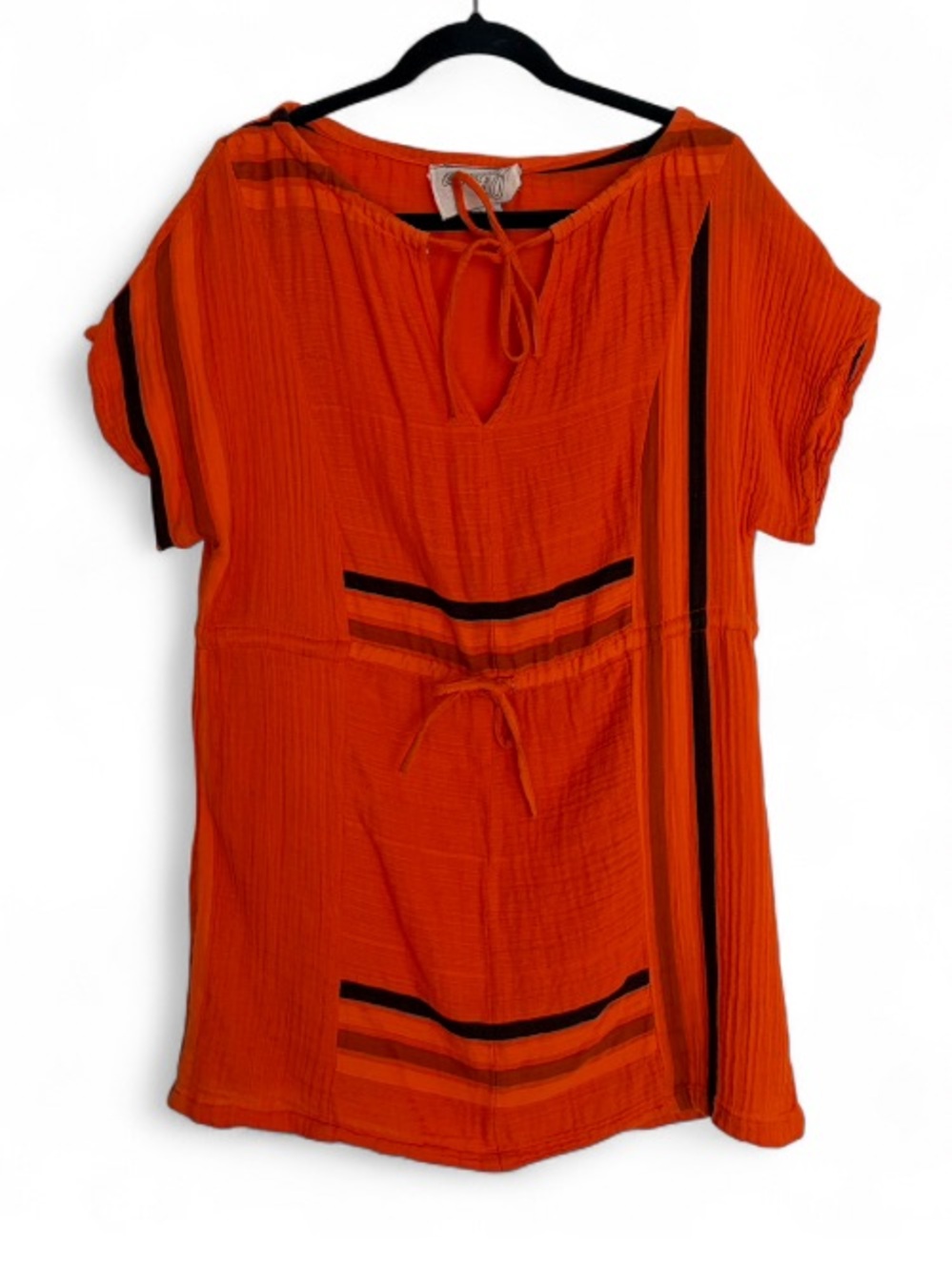 Ace & Jig Bright Orange Mini Dress with Black Stripe Accents